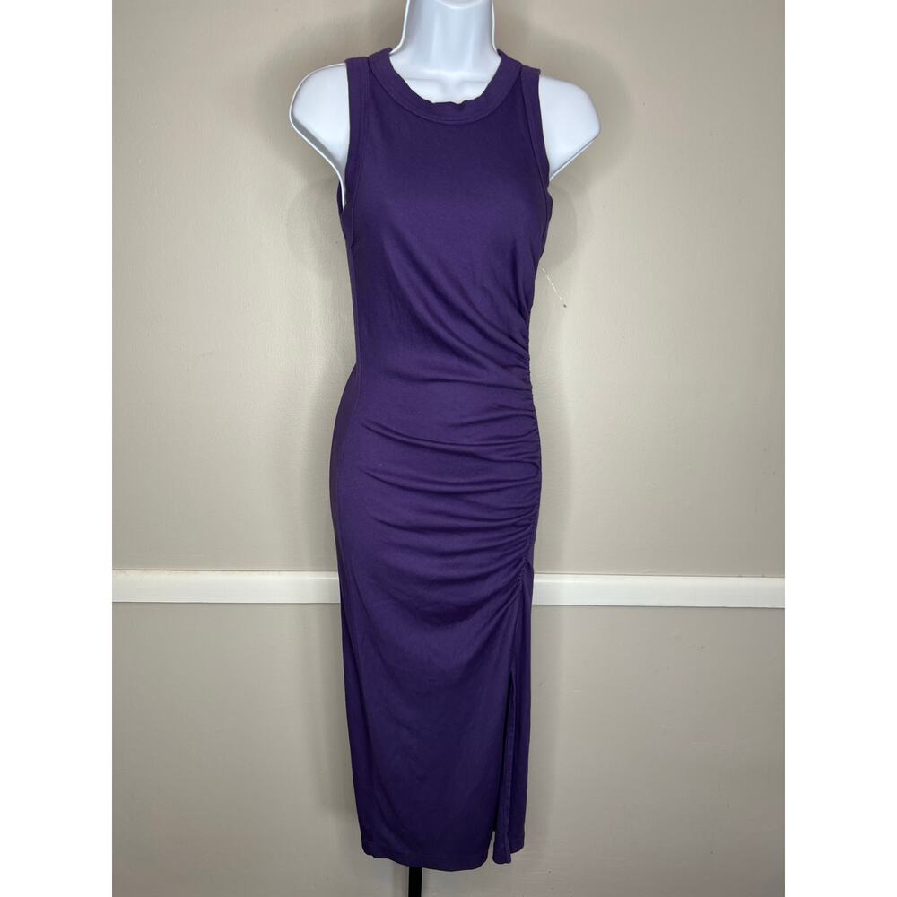 Michael Stars Tala Ribbed Midi Dress Side Slit Mulberry Petite S NWT - Picture 3 of 7